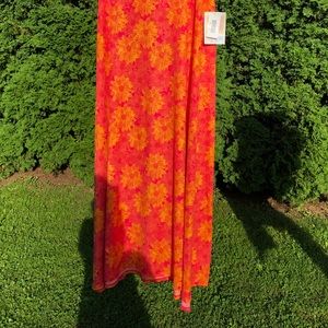 Lularoe maxi dress XS, orange sunburst design
